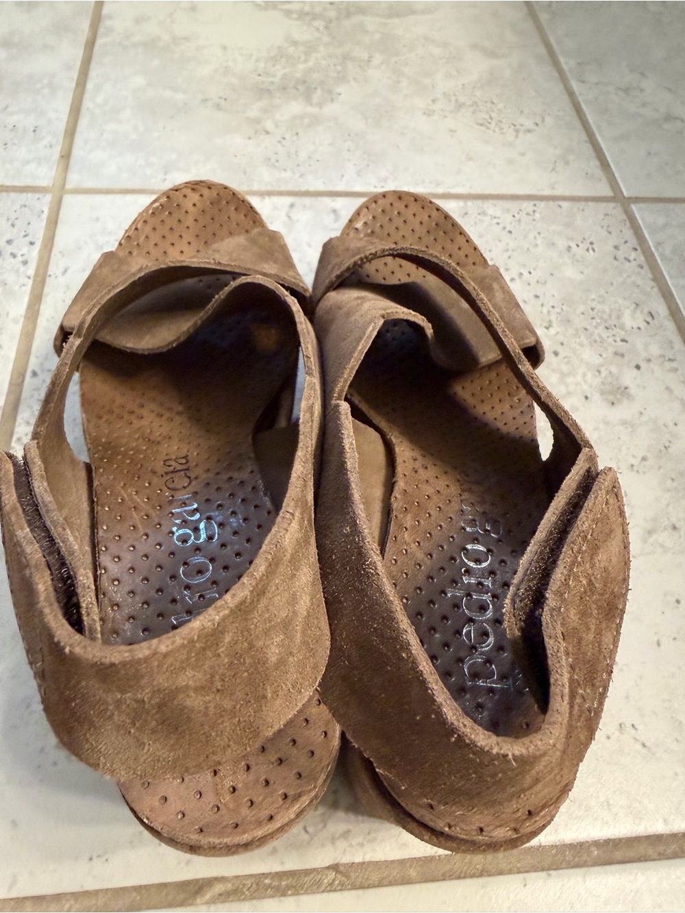 Pedro Garcia | Comfort Brown Suede Velcro Wedge Heel Sandals | Sz 9 (EU 39.5) - Picture 5 of 7